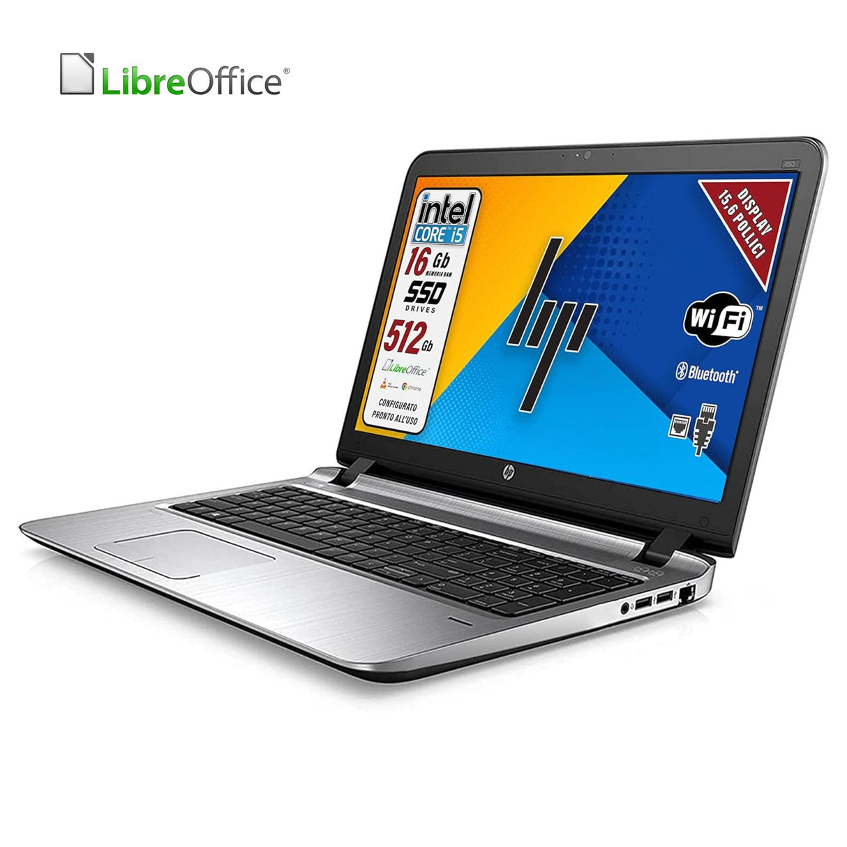 Notebook Pc Portatile HP Probook 450 G3 i5-6200U 15,6" Ram 16GB 512GB SSD Win 10 Pro