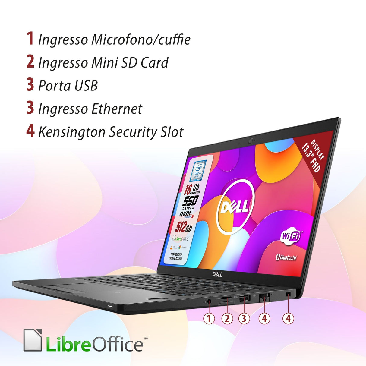 Notebook Pc Portatile Dell Latitude 7390 i5-8350U 13.3" FHD 16Gb 512Gb Win 11 Pro