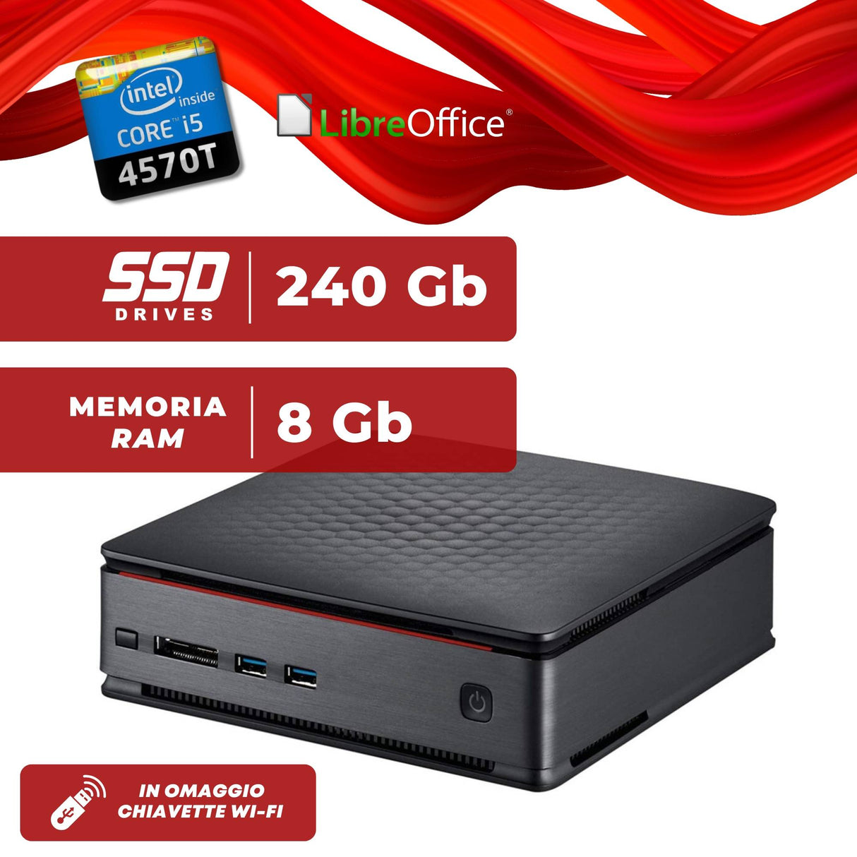 PC Computer Desktop Fisso Mini Fujitsu Esprimo Q920 Tiny i5-4570T Ram 8Gb SSD 240Gb Windows 10 Pro