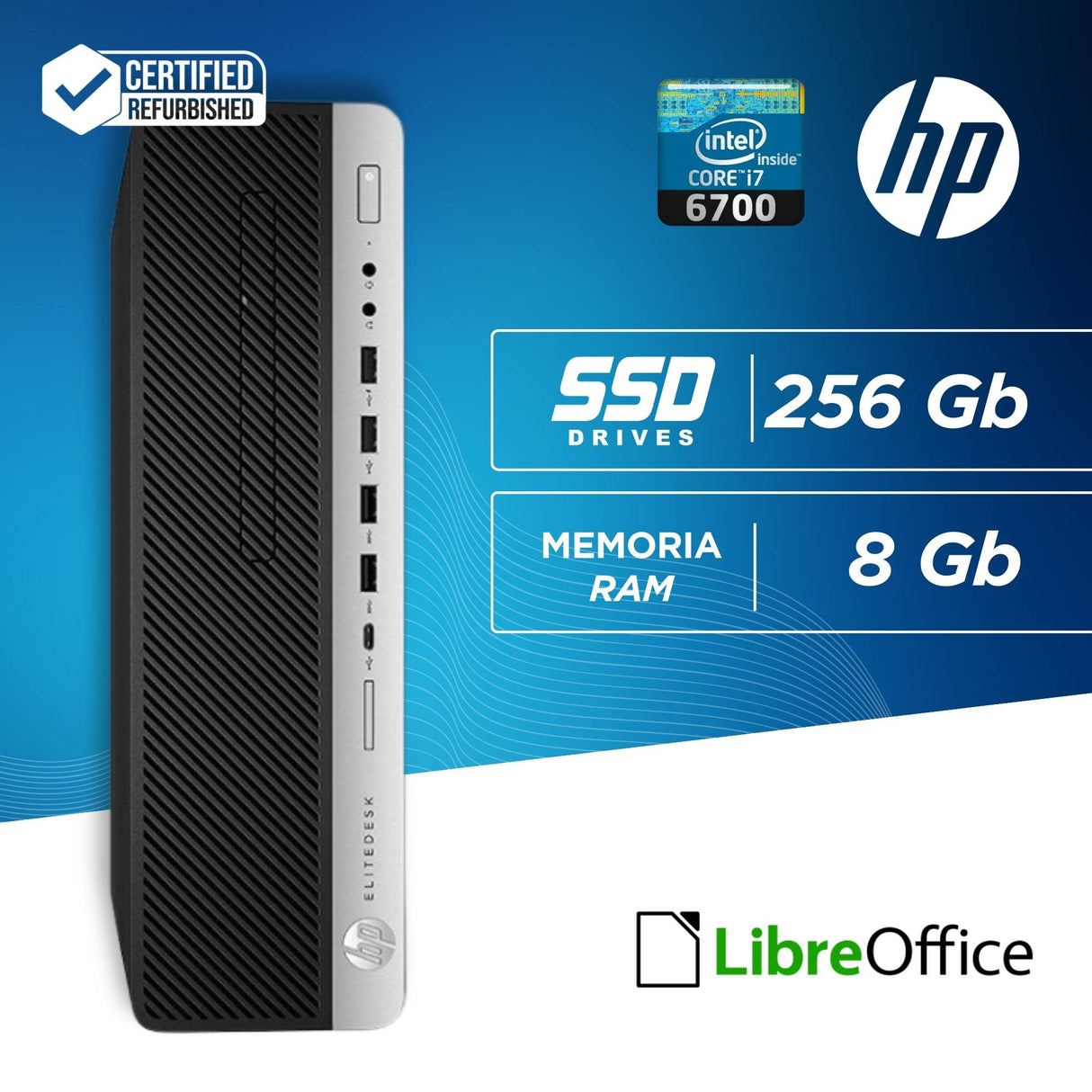 PC Computer Desktop Fisso HP 800 G3 SFF i7-6700 Ram 8GB 256GB SSD Win 10 Pro