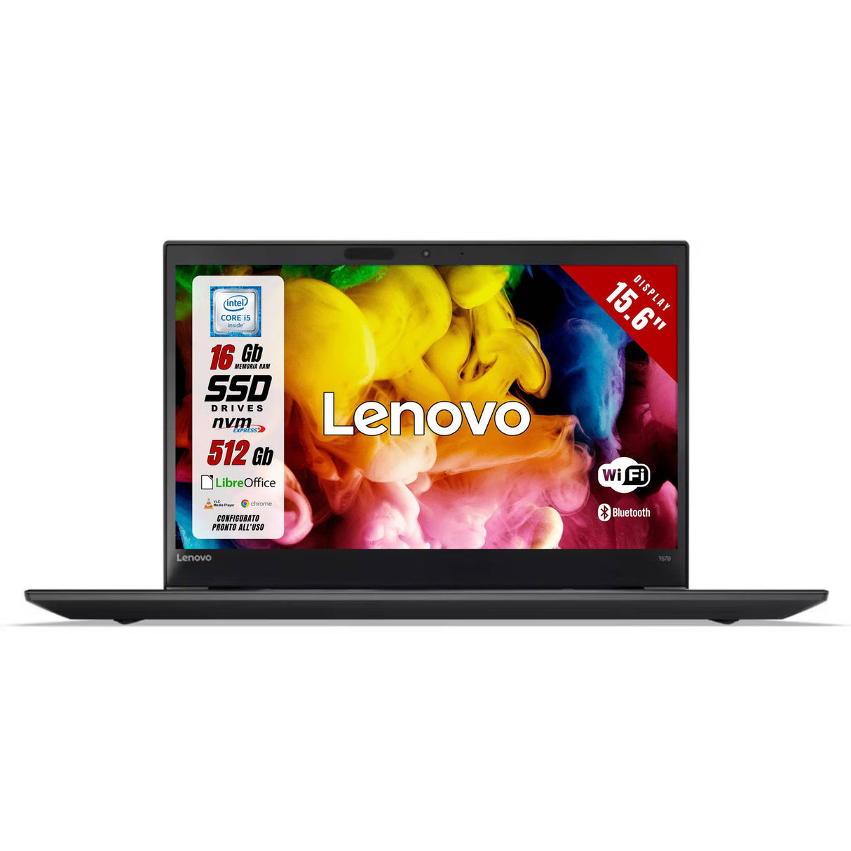 Notebook PC Portatile Lenovo T570 i5-6300U Ram 16GB SSD 512GB 15,6" Win 10 Pro10 Libre