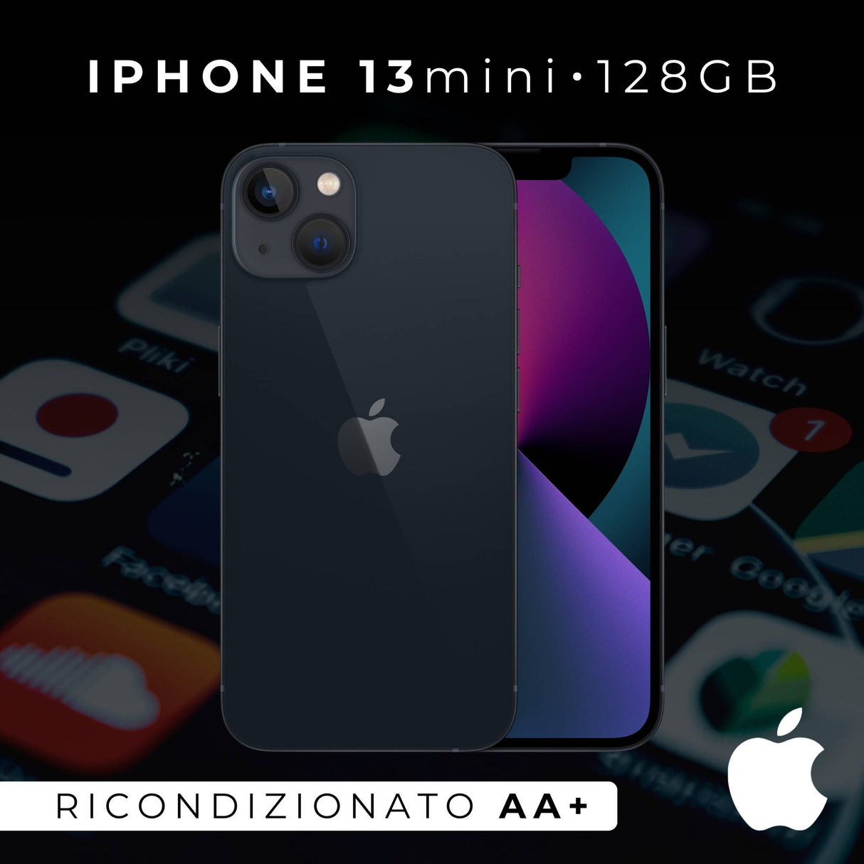 Apple iPhone 13 mini 128GBMezzanotte Ricondizionato Grado AA++
