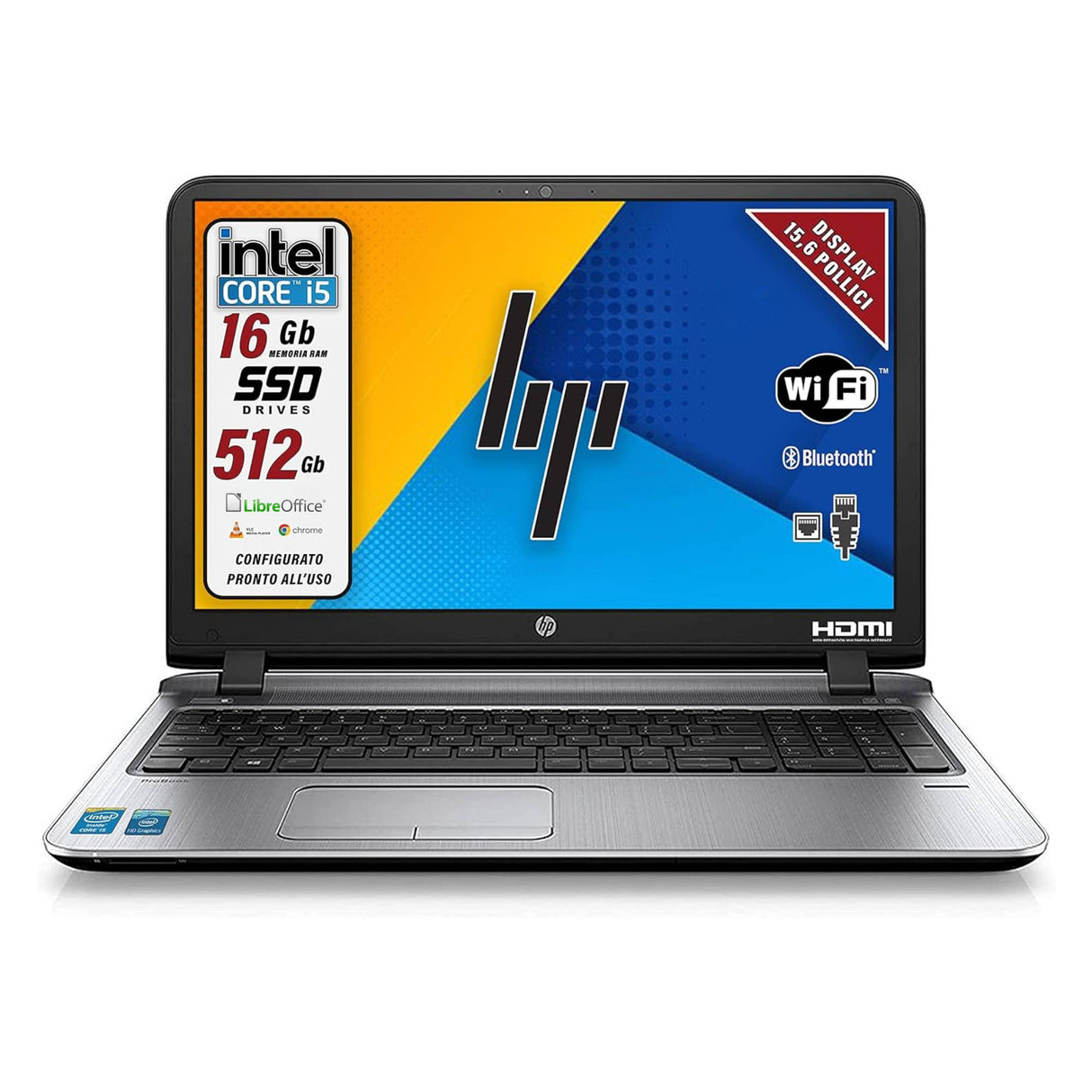 Notebook Pc Portatile HP Probook 450 G3 i5-6200U 15,6" Ram 16GB 512GB SSD Win 10 Pro