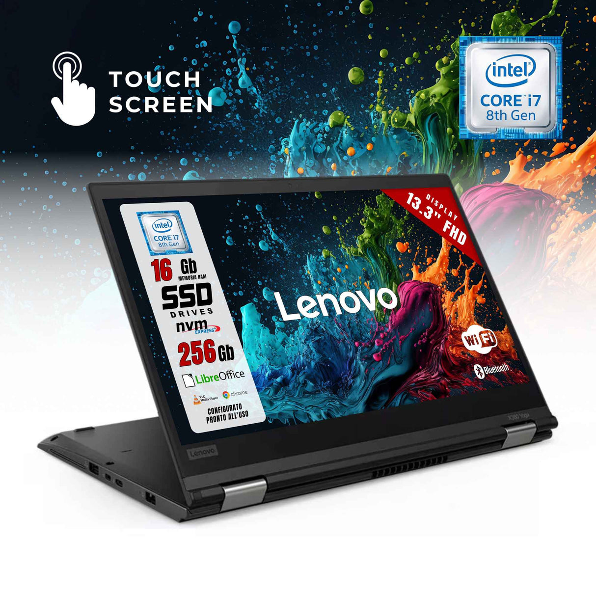 Notebook Pc Portatile Lenovo Yoga X380 13,3" i7-8650U Ram 16GB SSD 256GB Win