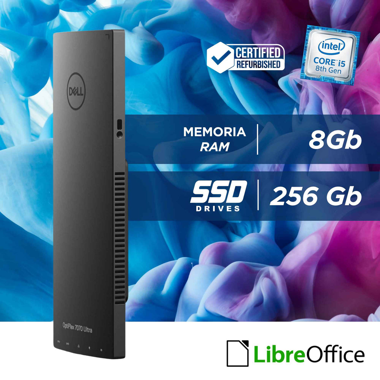 DELL 7070 Ultra i5-8265u Ram 8Gb SSD 256Gb Win 11 Libre + MONITOR 27" FHD + Mouse Tastiera