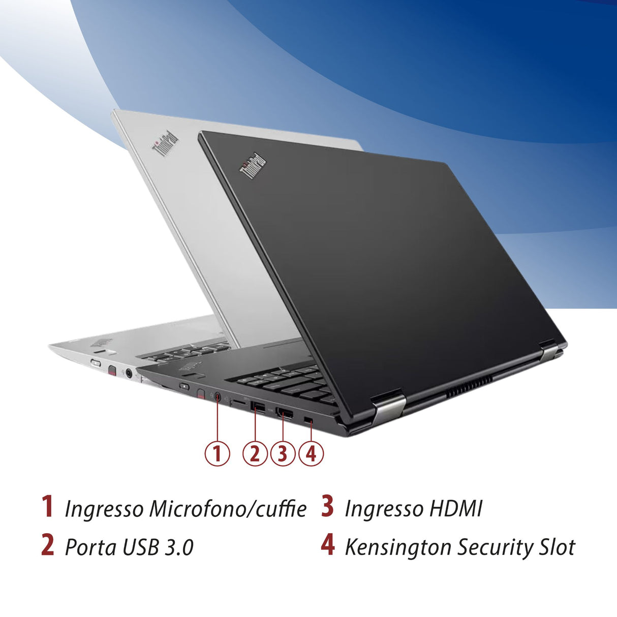 Notebook Pc Portatile Lenovo ThinkPad Yoga X380 i5-8350U 13,3" Ram 8GB 256GB SSD Win 11 Pro