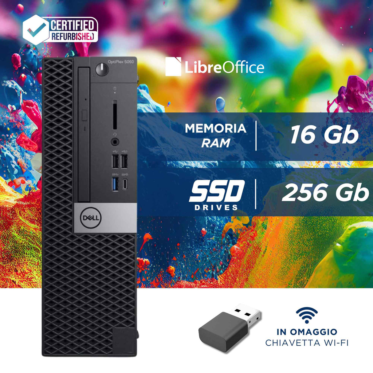 PC Computer Desktop Fisso Dell 5060 SFF i7-8700 Ram 16Gb SSD 256Gb Win 11 Pro