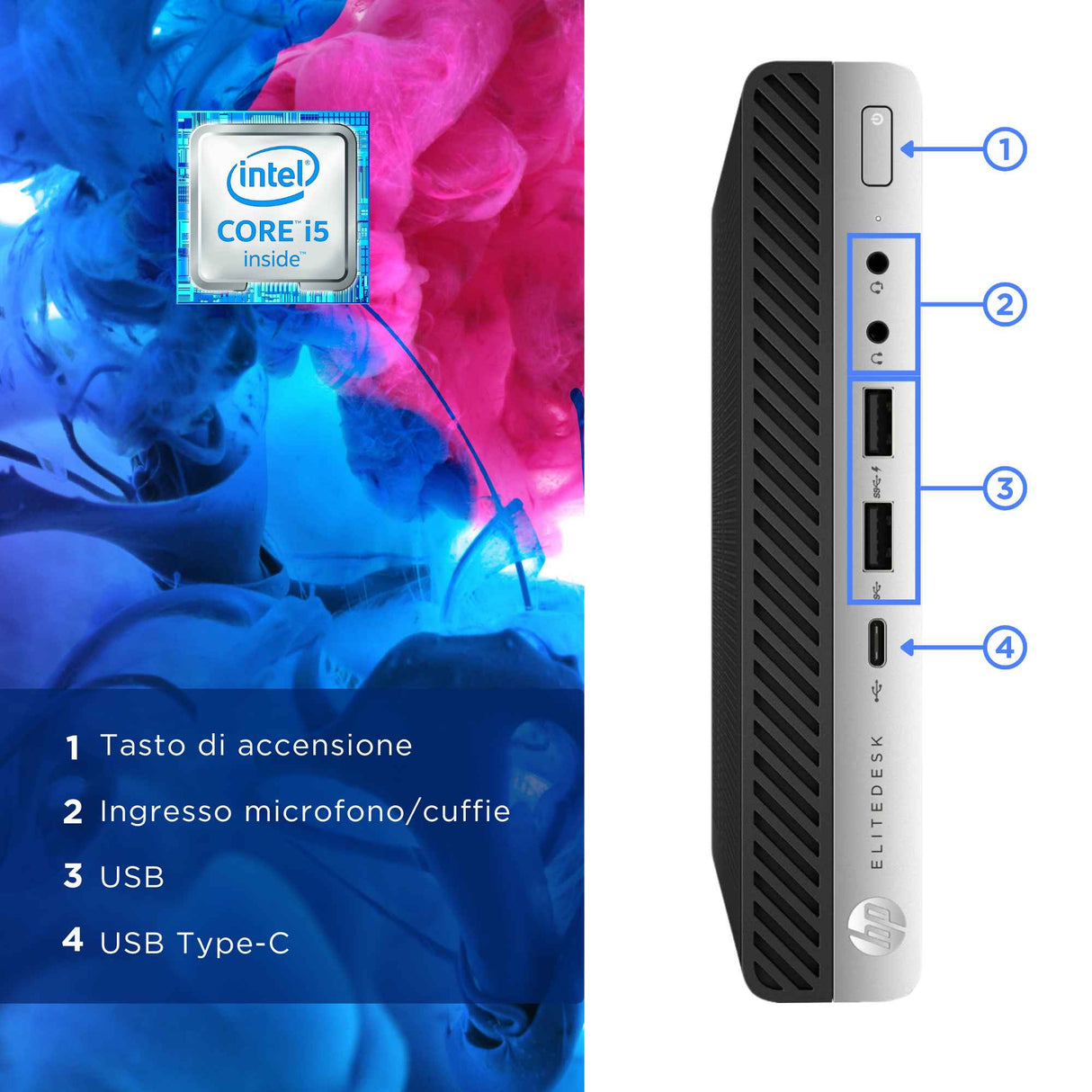 PC Computer Desktop Fisso HP 800 G3 MINI I5-6500T Ram 8GB SSD 256GB Win 10 Pro