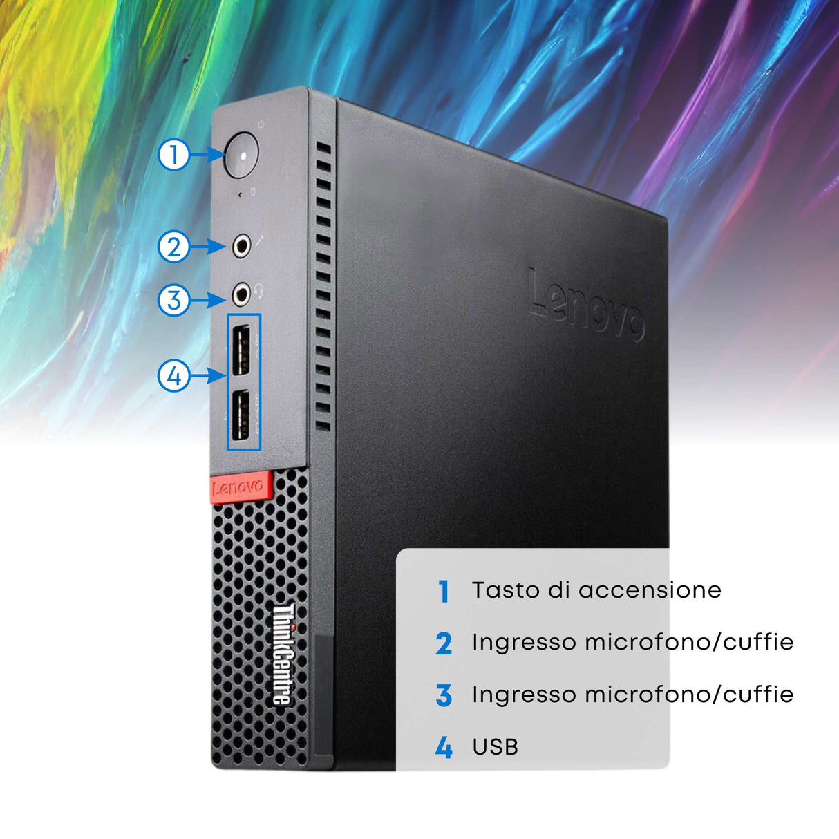 PC Computer Desktop Fisso Lenovo M910Q Tiny i5-7Th Ram 8GB SSD 256GB Win 10 Pro Libre
