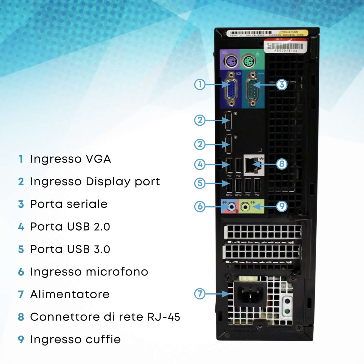PC Computer Desktop FissoDell 7010 SFF I5-3470 Ram 16Gb SSD 500Gb Win 10 Pro