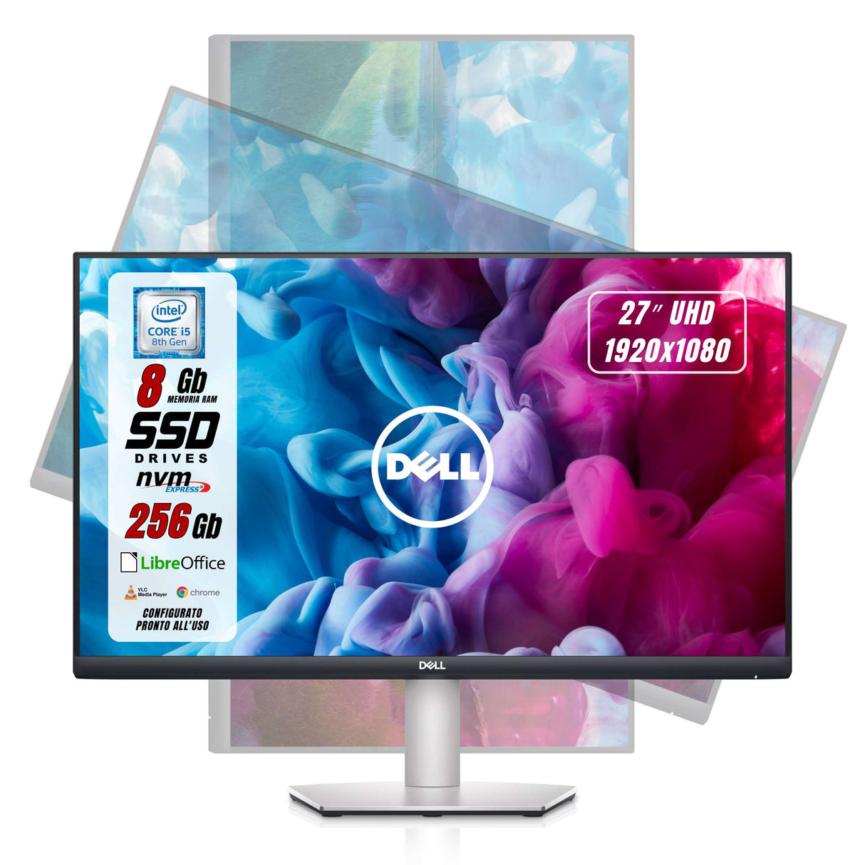 DELL 7070 Ultra i5-8265u Ram 8Gb SSD 256Gb Win 11 Libre + MONITOR 27" FHD + Mouse Tastiera