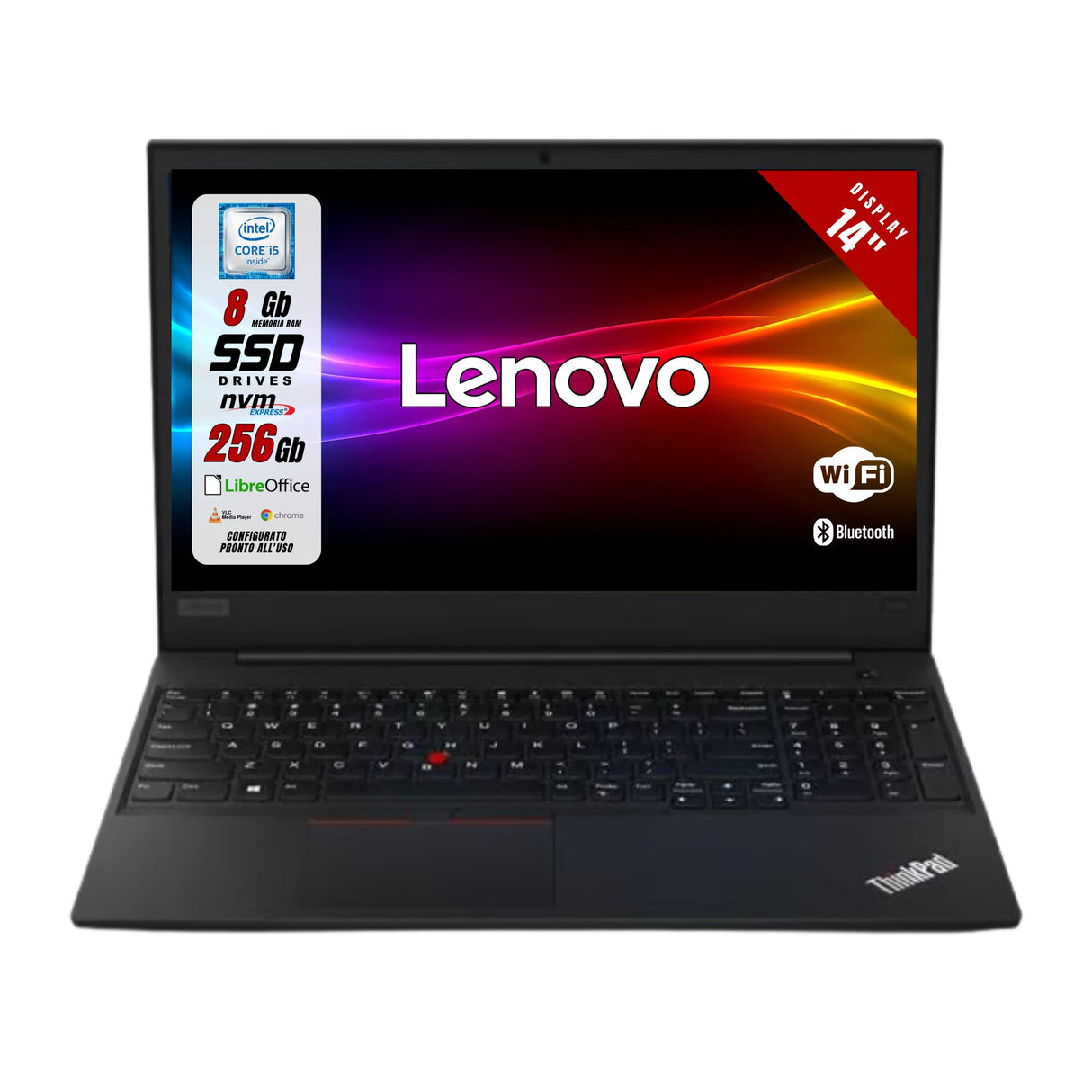 Notebook Pc Portatile Lenovo ThinkPad E490 i5-8365U 14,1" Ram 8GB 256GB SSD Win 11 Pro