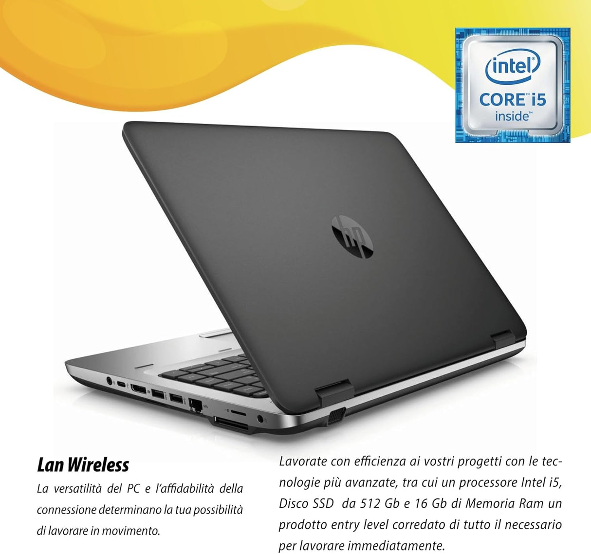 Notebook Pc Portatile HP Probook 640 G2 i5-6200U 14,1" Ram 16GB 512GB SSD Win 10 Pro