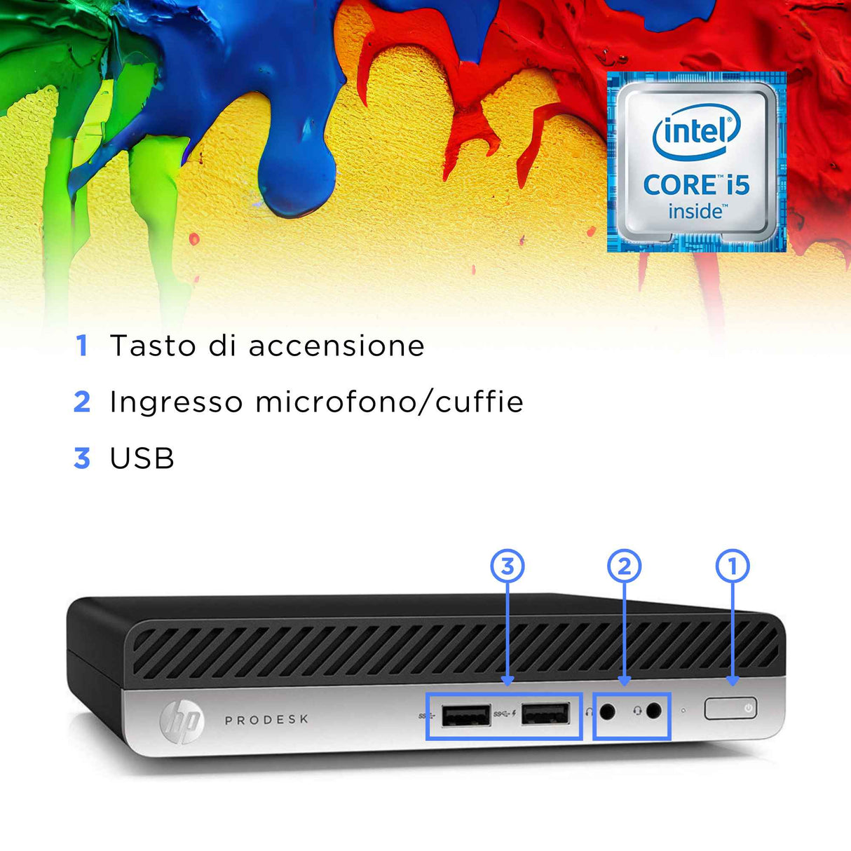 G1F - HP Prodesk 400 G4 MINI I5-8500T Ram 8GB SSD 256GB Win 11 Libre