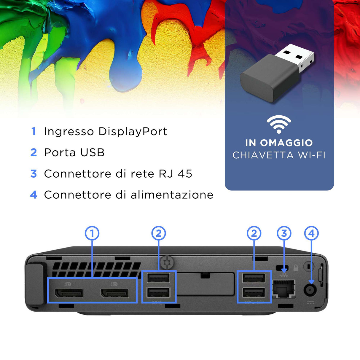 G1F - HP Prodesk 400 G4 MINI I5-8500T Ram 8GB SSD 256GB Win 11 Libre