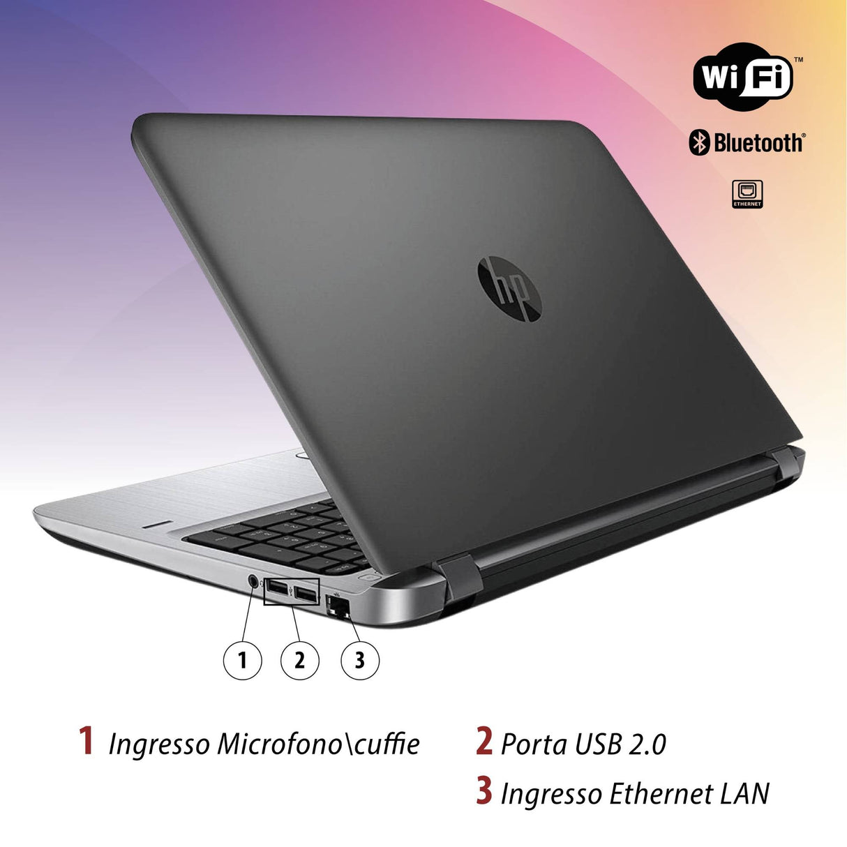 Notebook Pc Portatile HP Probook 450 G3 i5-6200U Ram 8GB 256GB SSD 15,6" Win 10 Pro