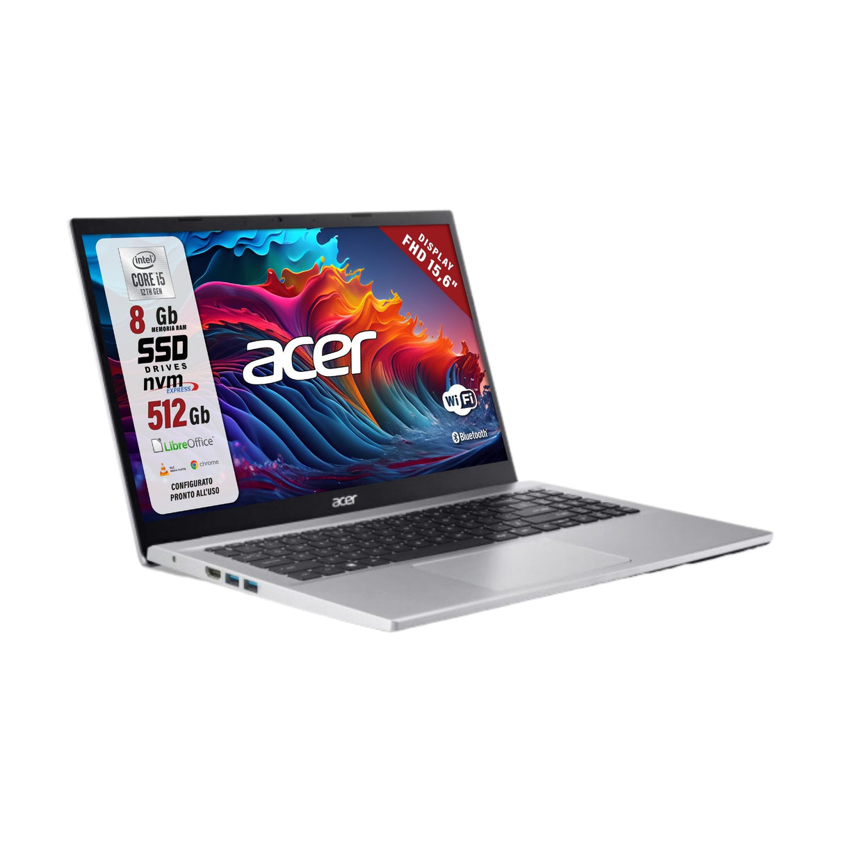 Notebook Pc Portatile Acer Aspire 3 i5-1235u 15,6" Ram 8Gb SSD 512Gb Win 11 Pro Preconfigurato