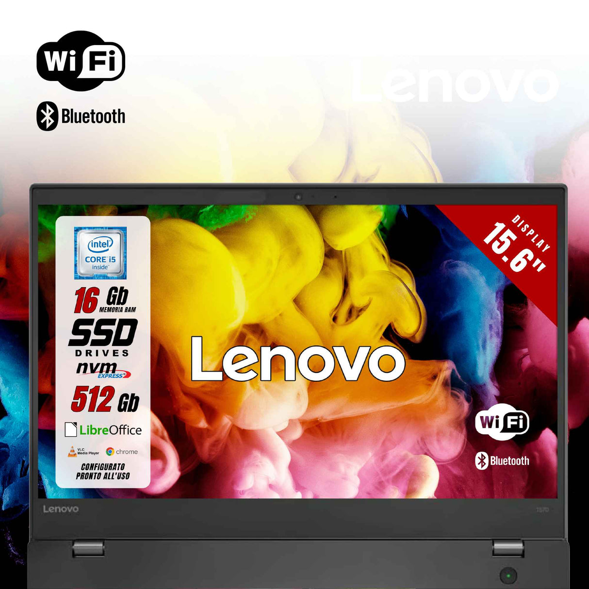 Notebook PC Portatile Lenovo T570 i5-6300U Ram 16GB SSD 512GB 15,6" Win 10 Pro10 Libre