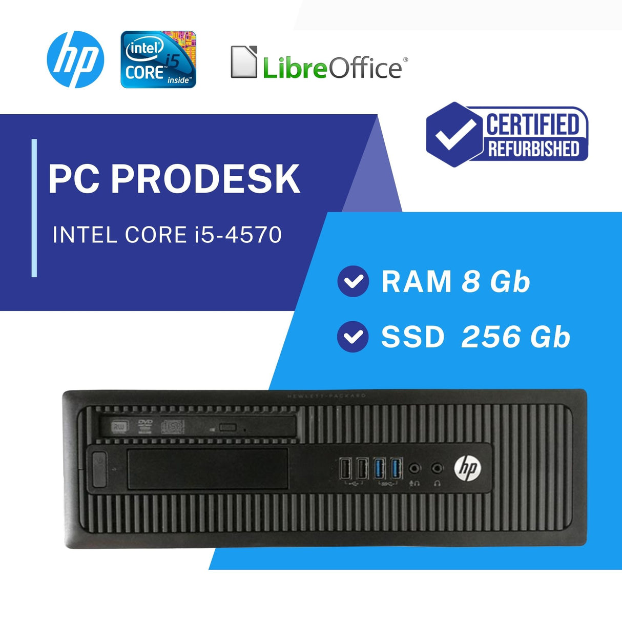 PC Computer Desktop Fisso HP 800/600 G1 SFF i5-47x0 Ram 8GB SSD 256GB Win 10 Pro