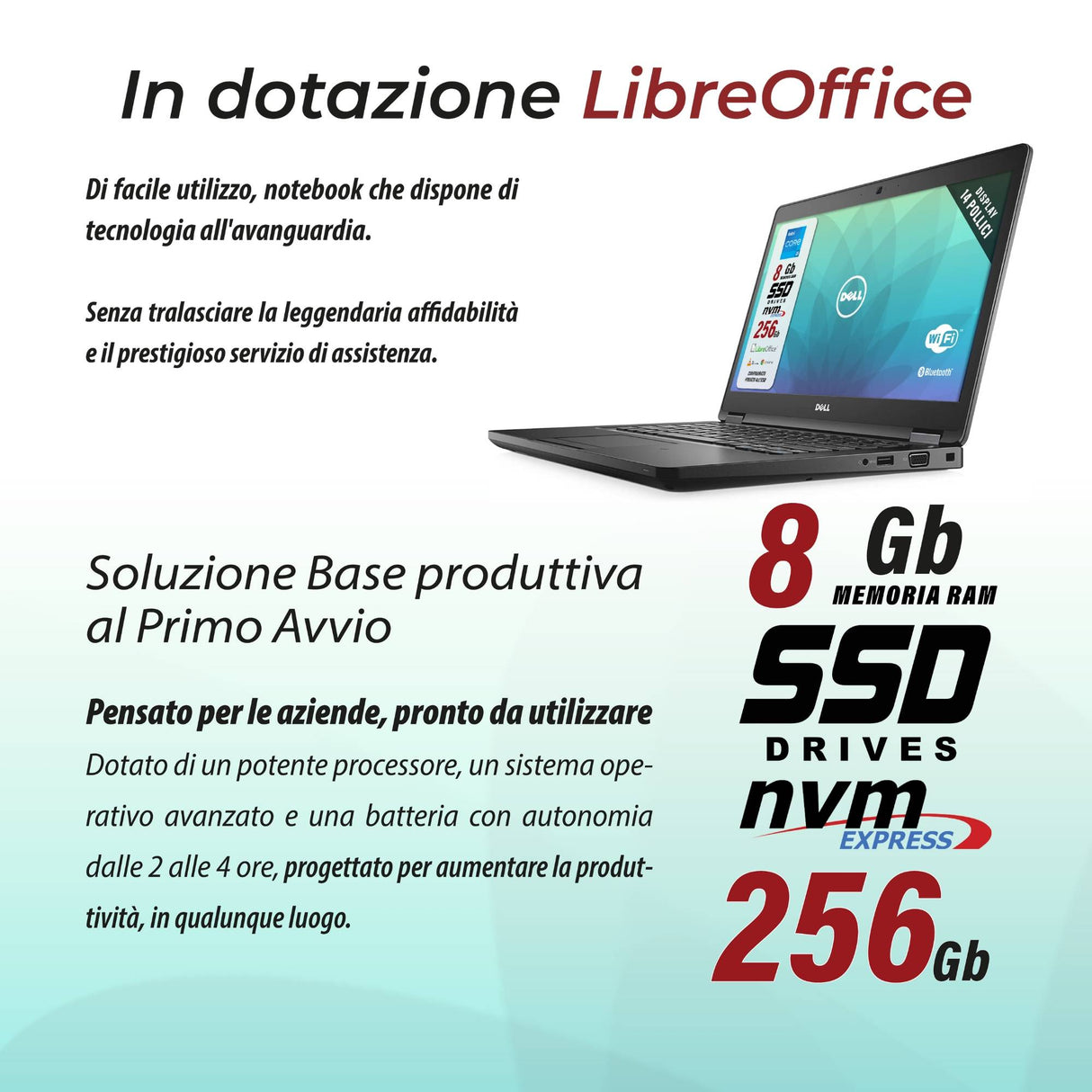 Notebook Pc Portatile Dell Latitude 5480 i5-6300U 14" Ram 8 GB 256 GB SSD Win 10 Pro