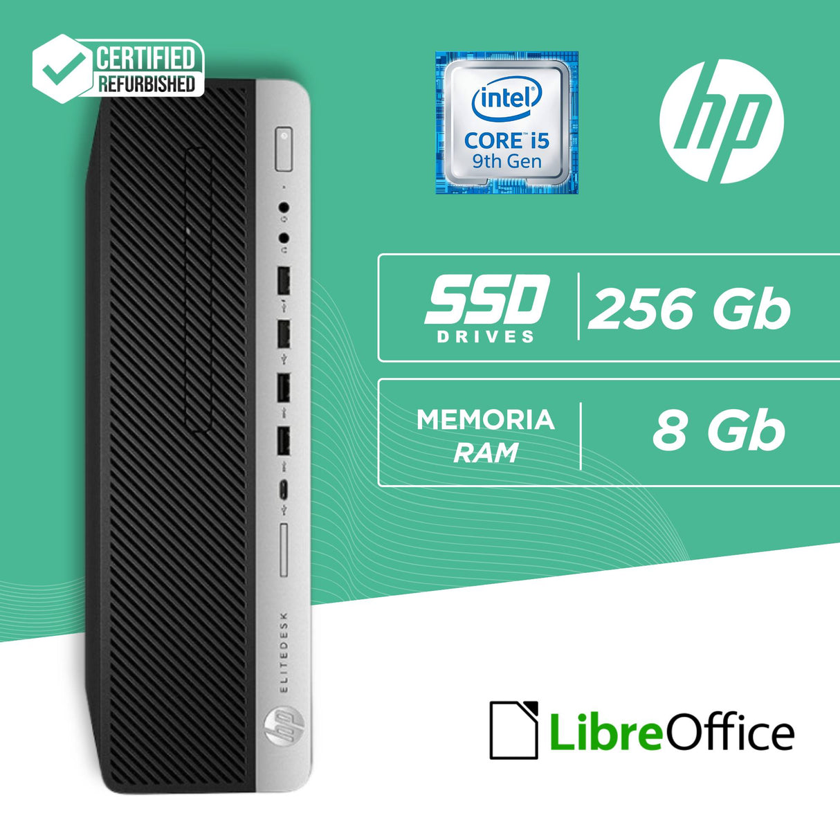 PC Computer Desktop HP 800 G5 SFF i5-9500 Ram 8GB SSD 256GB Win 11 Pro Ricondizionato