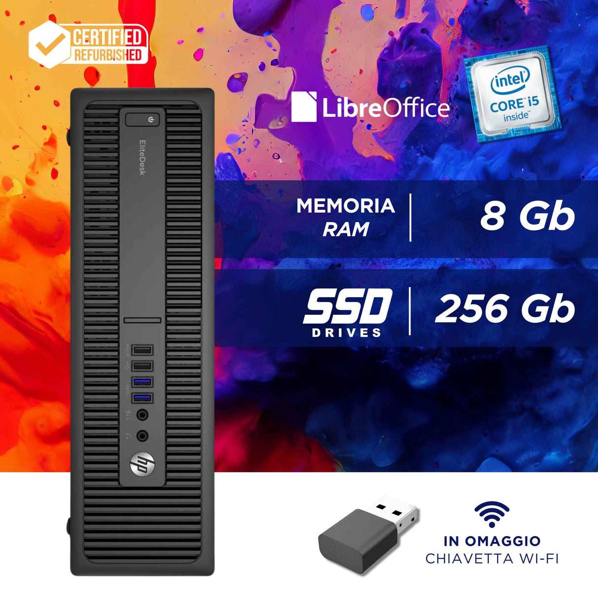 PC Computer Desktop Fisso HP 800 G2 SFF I5-6500 Ram 8GB SSD 256GB Win 10 Pro LIBRE