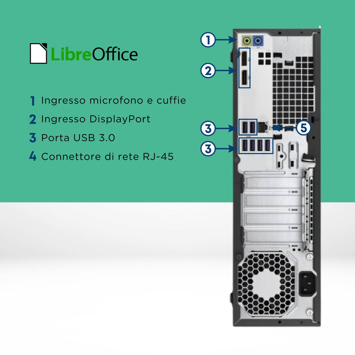 PC Computer Desktop HP 800 G5 SFF i5-9500 Ram 8GB SSD 256GB Win 11 Pro Ricondizionato