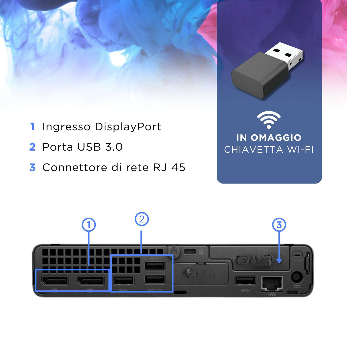 PC Computer Desktop Mini HP EliteDesk 800 G6 i7-10700T Ram 16Gb SSD 256Gb - Win 11 Libre ricondizionato