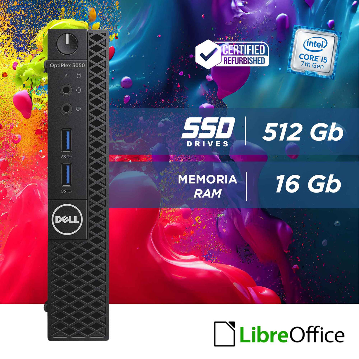 Dell 3050 Micro i5-7500T 16Gb SSD 512Gb Win 10 Libre + Monitor Dell E2016H 20"