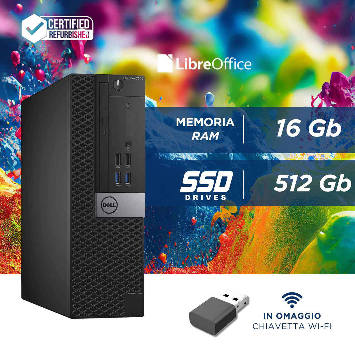 PC Computer Desktop Fisso Dell 7040 SFF i7-6700 Ram 16GB SSD 512GB  Win 11 Pro