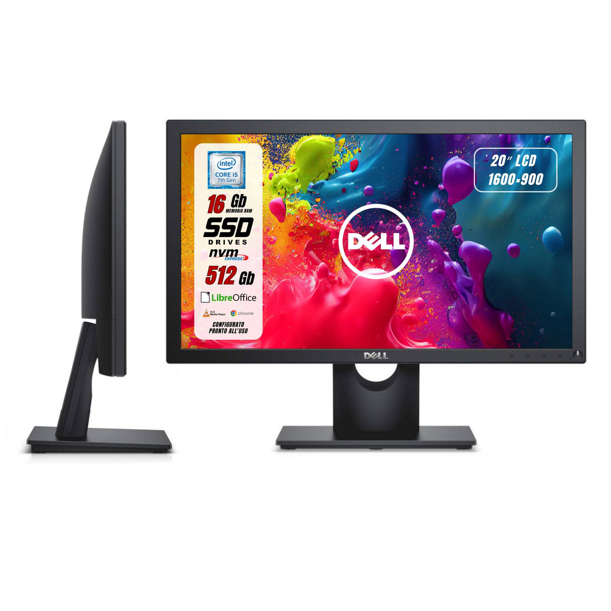 Dell 3050 Micro i5-7500T 16Gb SSD 512Gb Win 10 Libre + Monitor Dell E2016H 20"