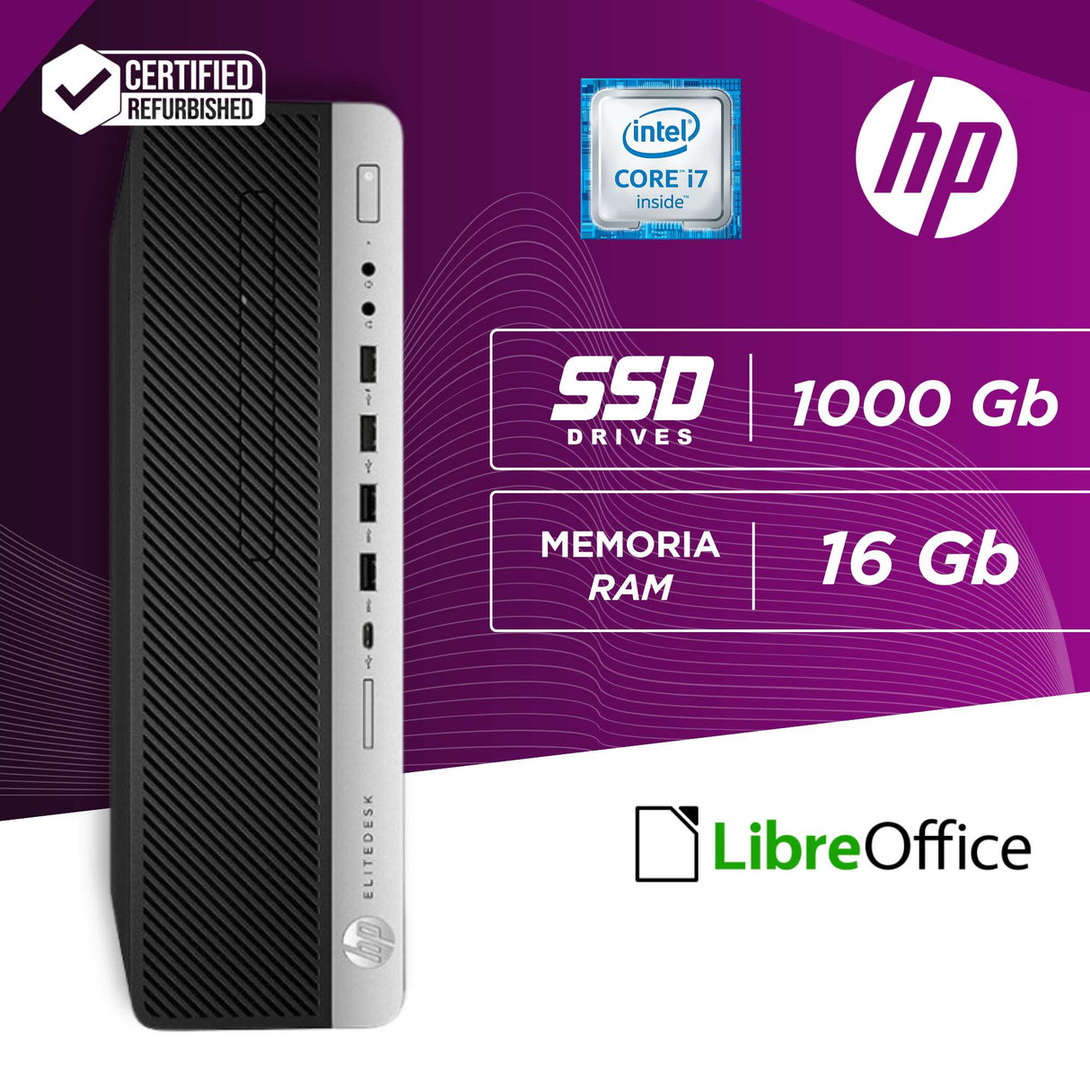 PC Computer Desktop Fisso HP 800 G3 SFF i7-6700 Ram 16GB 1000GB SSD Win 10 Pro
