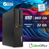 PC Computer Desktop Fisso Lenovo M910s SFF I5-6500 Ram 32Gb SSD 1000Gb + Monitor 24" FHD + Mouse +Tastiera