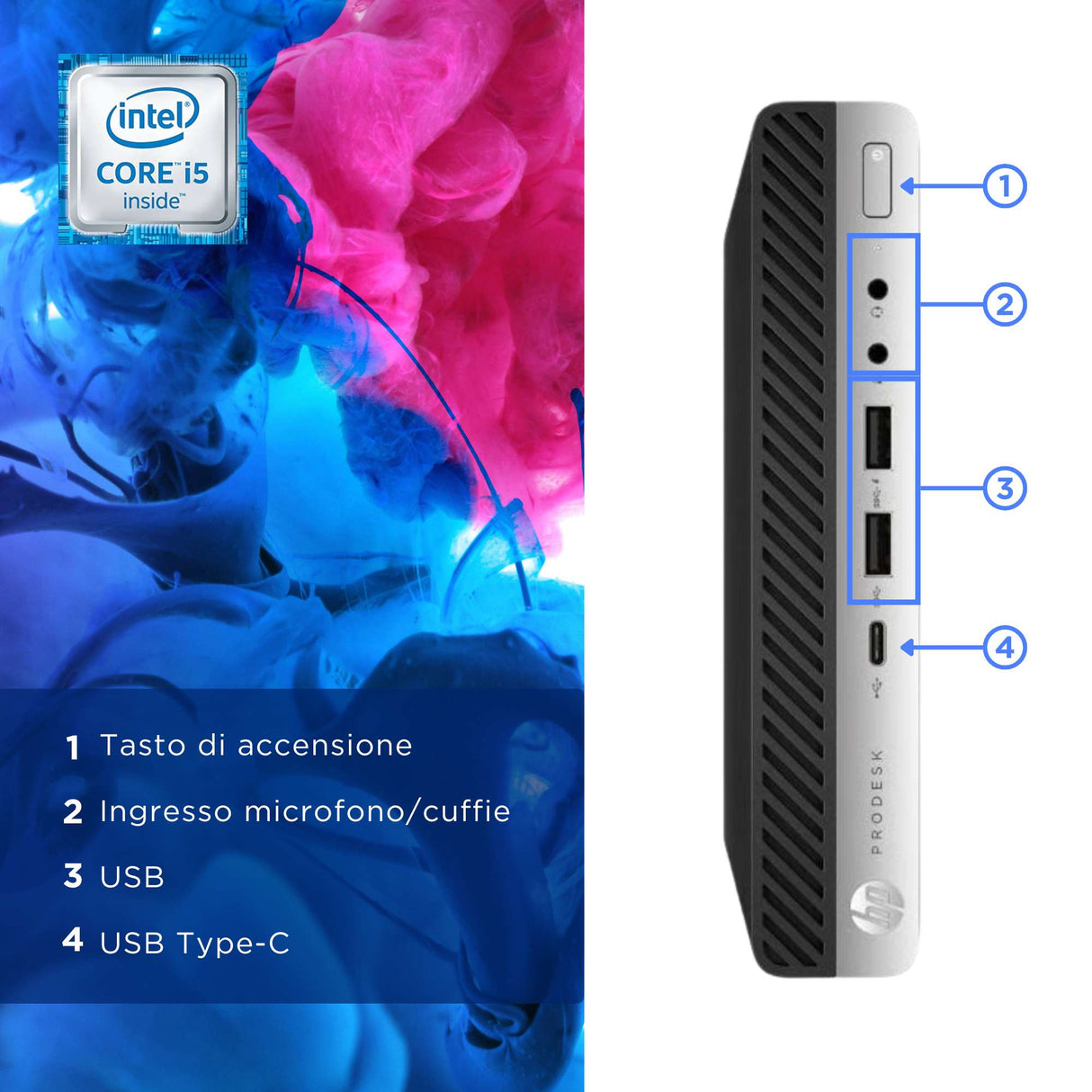 PC Computer Desktop Mini HP 600 G3 i5-7500T Ram 8 GB SSD 256GB Win 11