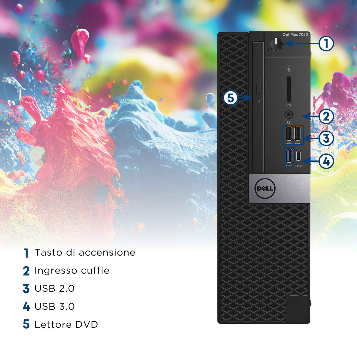 Pc Computer Desktop Fisso Dell 5050 SFF i5-7500 Ram 32GB SSD 512GB Win 10 Pro