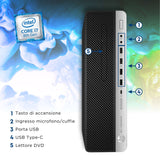 Pc Computer Desktop Fisso  HP 800 G4 SFF i7-8700 Ram 16GB SSD 256GB Win 11 Pro