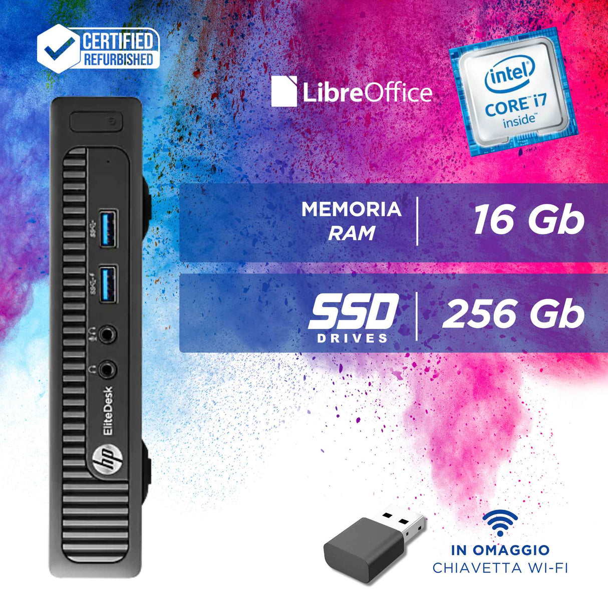 Pc Computer Desktop Fisso HP 800 G2 MINI i7-6700T Ram 16GB SSD 512GB Win 10 Pro Libre