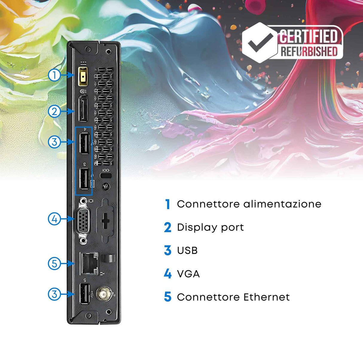 Pc Computer Desktop Fisso Lenovo M73/M93 Tiny i7-4790T Ram 8Gb SSD 256Gb Win 10 Pro