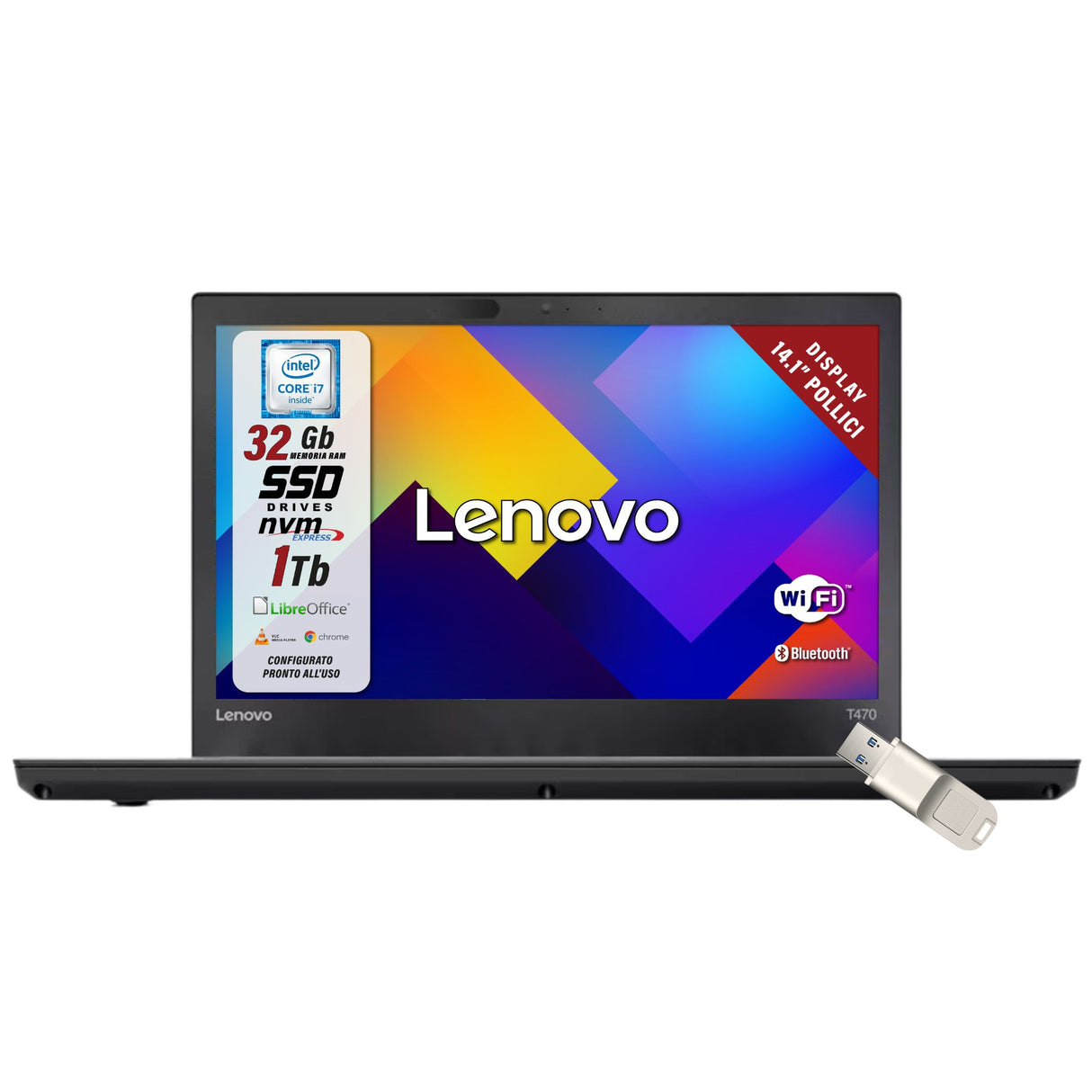 OIL - Lenovo T470 Core i7-7600U RAM:32GB-SSD:1000GB 14" W10 Libre + Finger Print