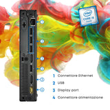 PC Computer Desktop Fisso Lenovo M710Q Tiny i5-6400 Ram 16GB SSD 256GB Win 11 Pro Libre ricondizionato