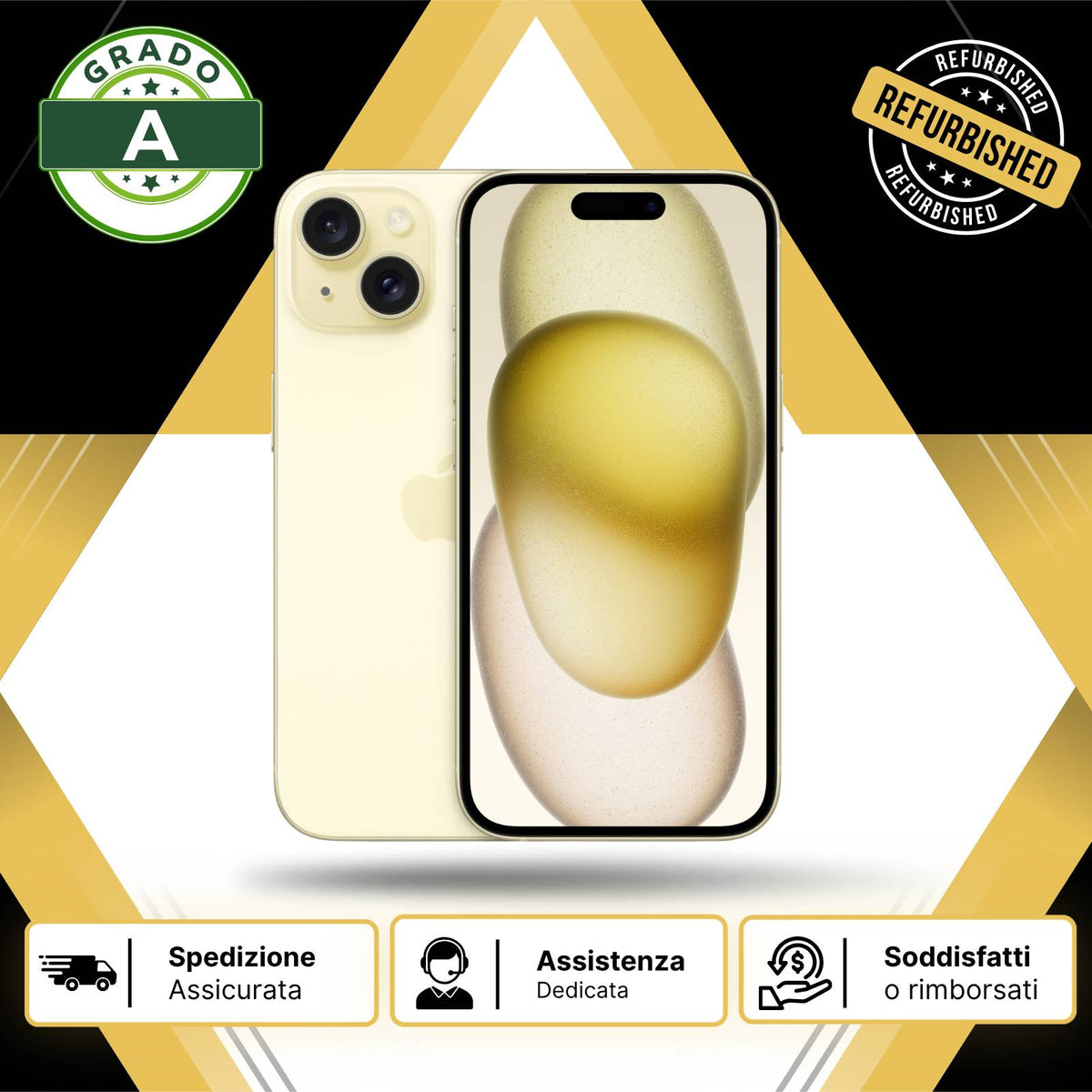 Apple iPhone 15 128Gb Giallo Ricondizionato - Ottimo