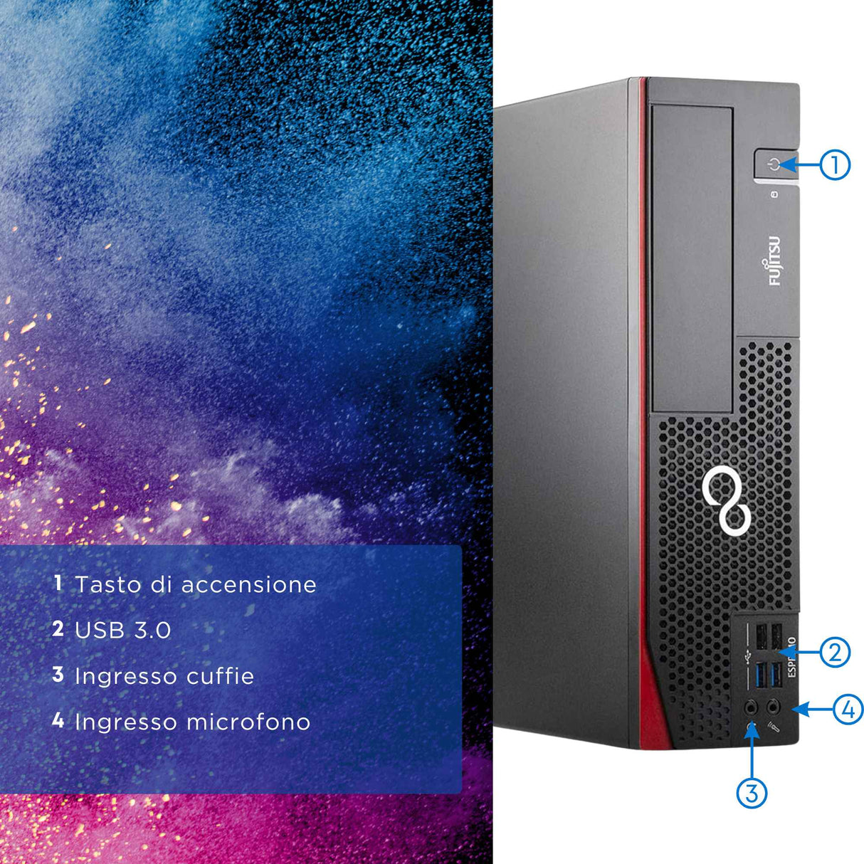PC Computer Desktop Fisso Fujitsu D957 i7-7700 Ram 8Gb SSD 256Gb Win 11 Pro Libre RICONDIZIONATO