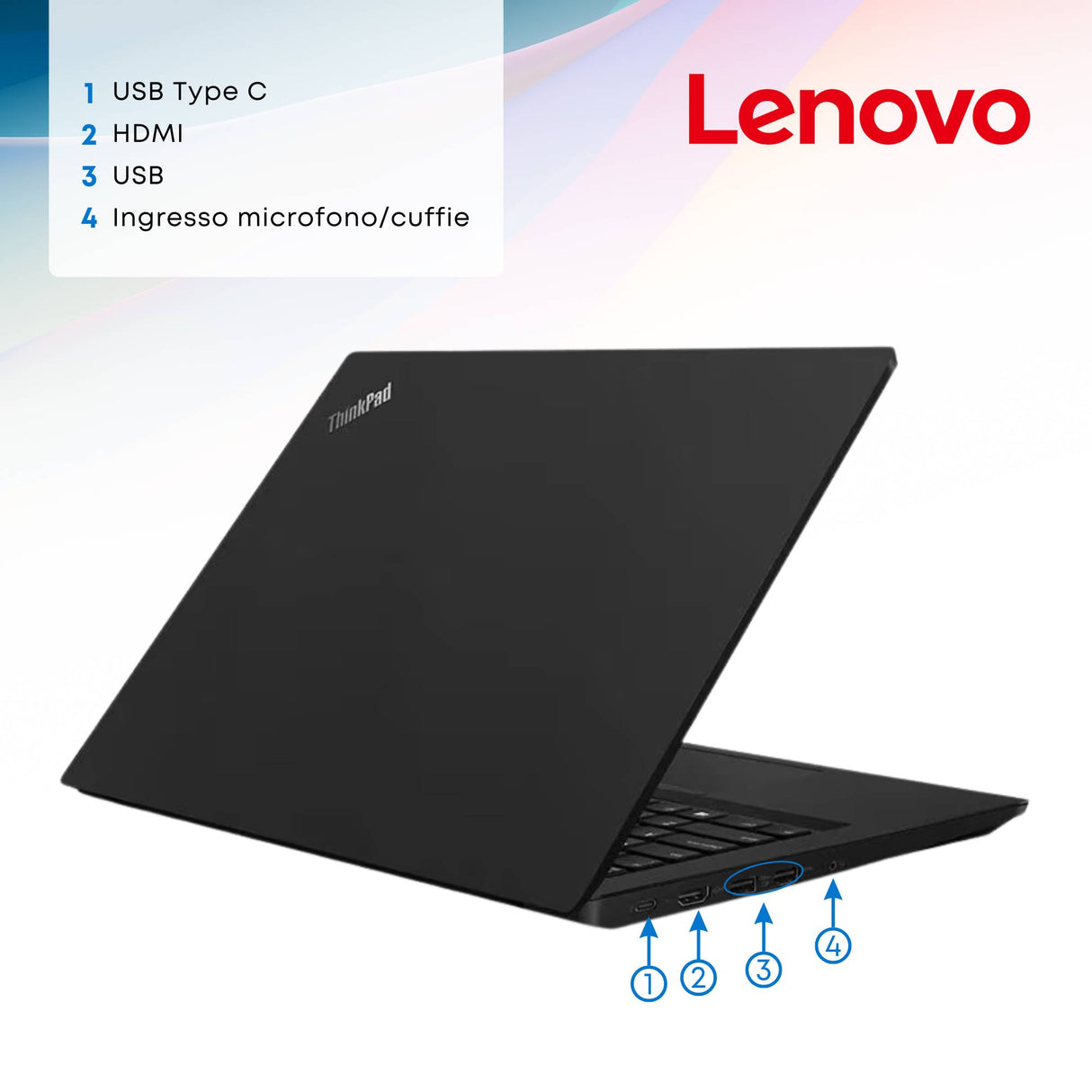Notebook Pc Portatile Lenovo ThinkPad E490 i5-8365U 14,1" Ram 8GB 256GB SSD Win 11 Pro