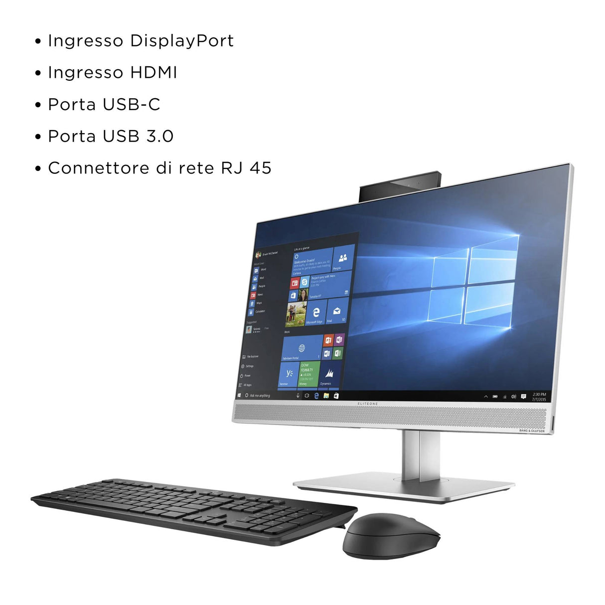 PC Computer All In One HP Eliteone 800 G4 i7-8700 Ram 16Gb SSD 512Gb 24" FHD Win 11 + Mouse e Tastiera