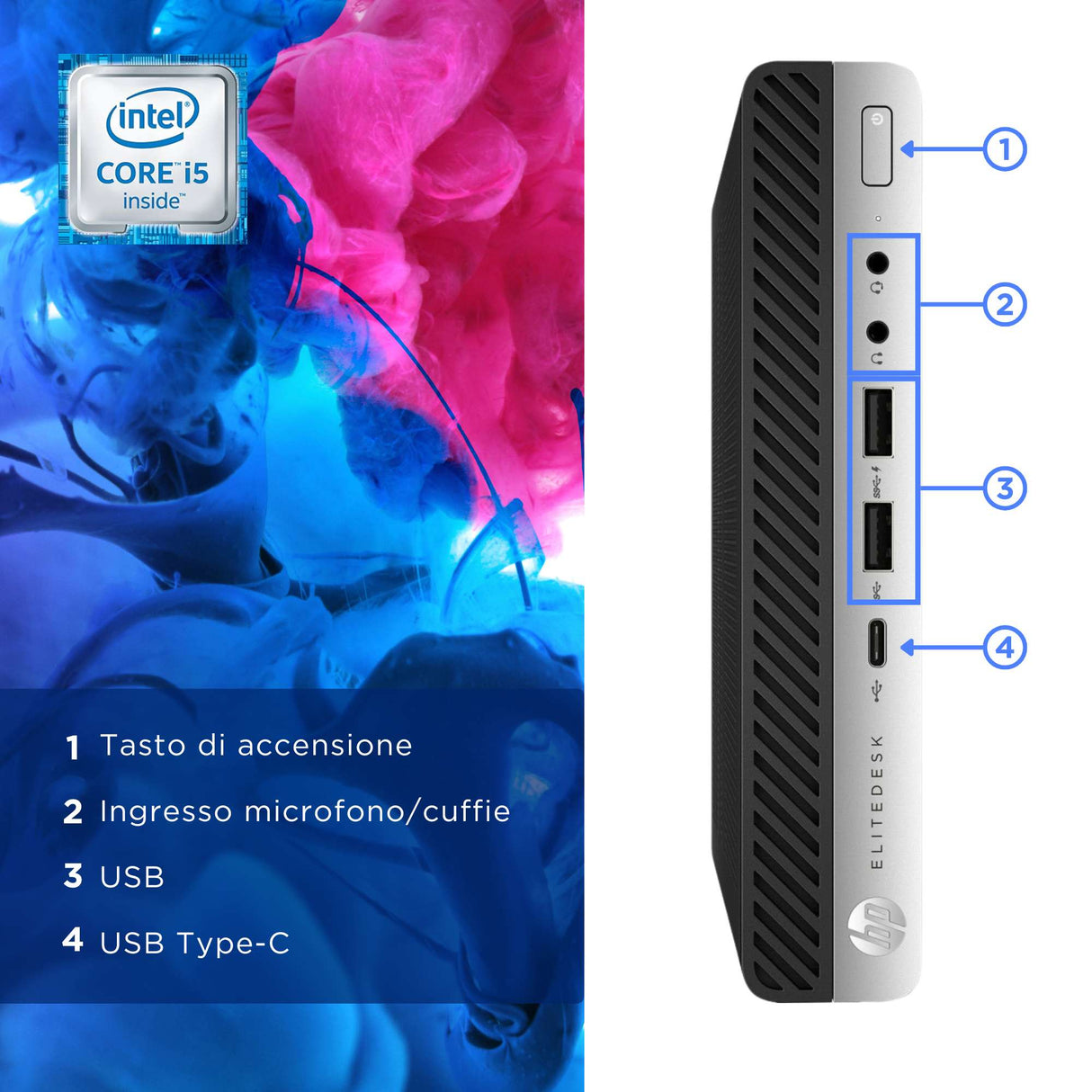 PC Computer Desktop Fisso HP 600 G3 mini i5-6500T Ram 8 GB SSD 256GB Win 11P LIBRE