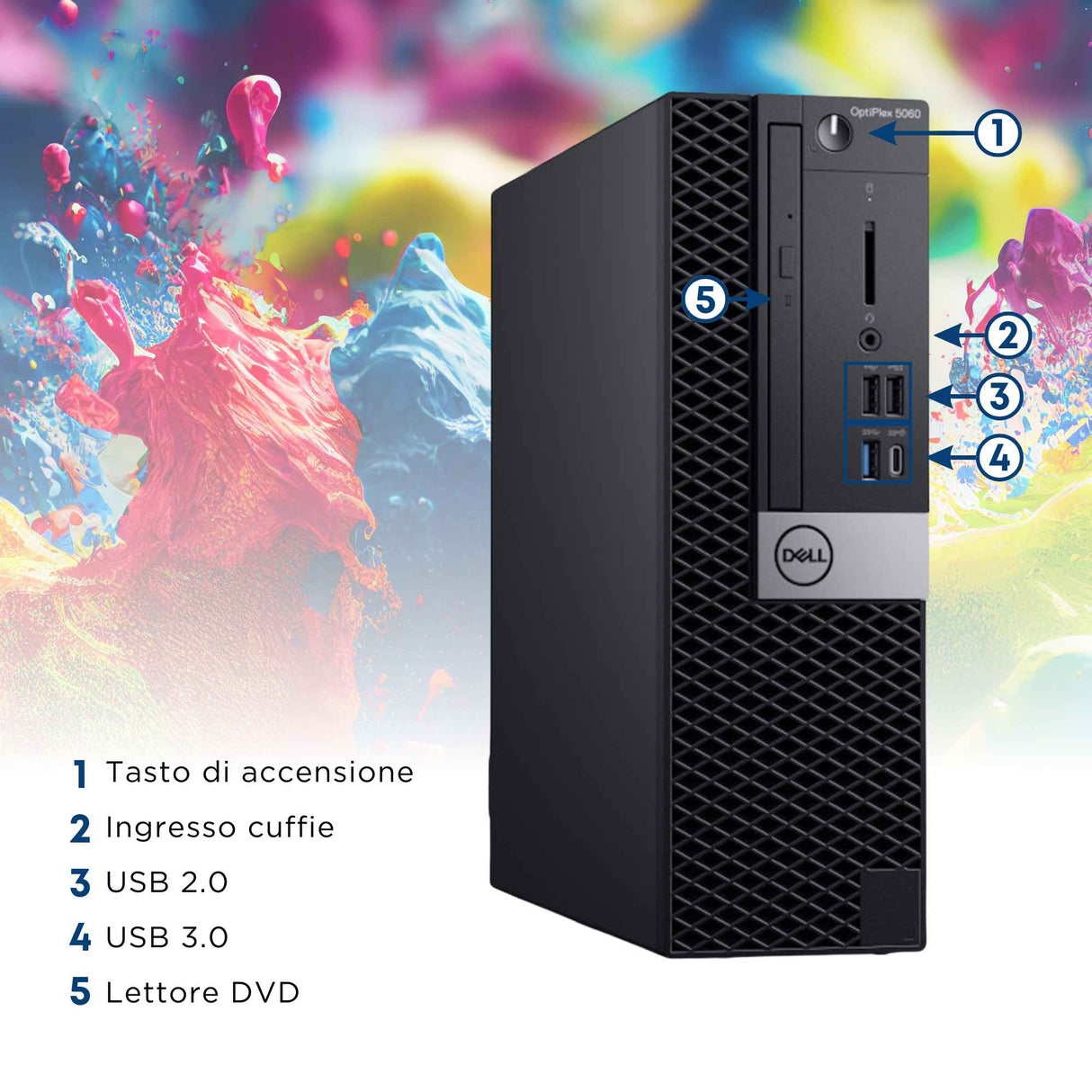 PC Computer Desktop Fisso Dell 5060 SFF i7-8700 Ram 16Gb SSD 256Gb Win 11 Pro