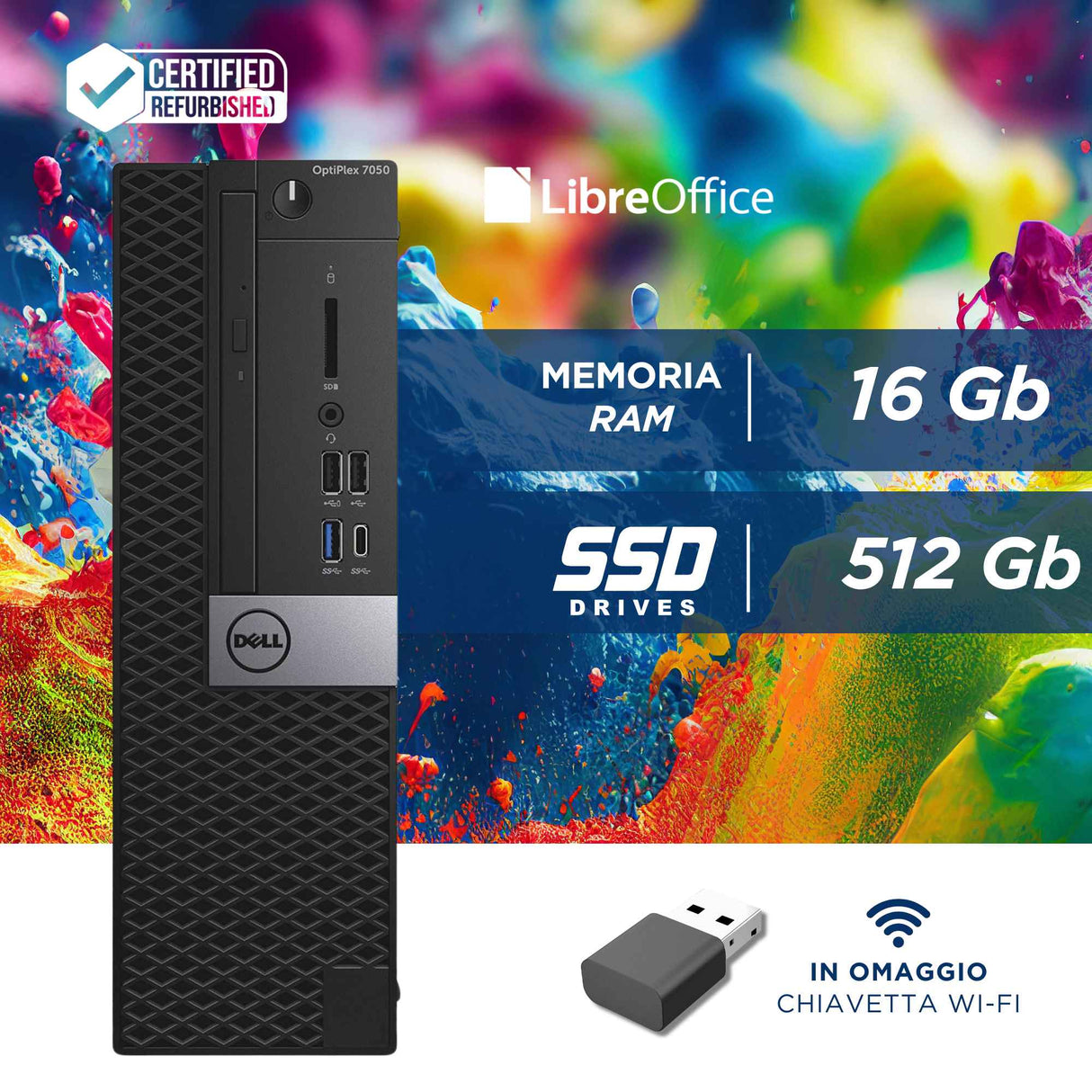Pc Computer Desktop Fisso Dell 5050 SFF i5-7500 Ram 32GB SSD 512GB Win 10 Pro