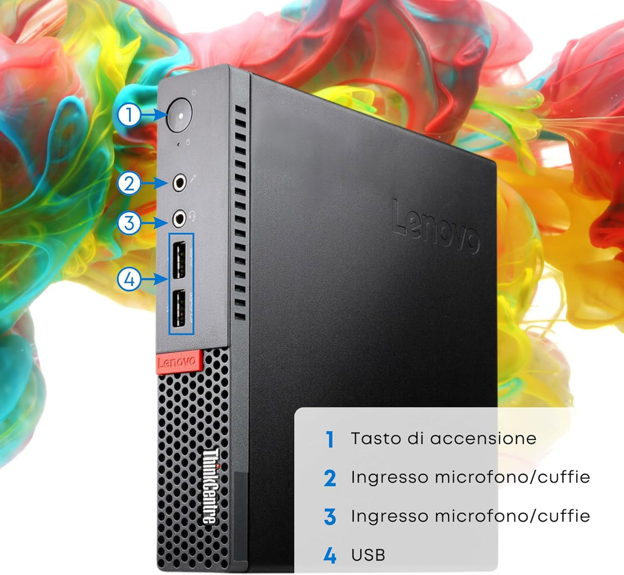 PC Computer Desktop Fisso Lenovo M710Q Tiny i5-6400 Ram 8GB SSD 256GB Win 10 Pro Libre