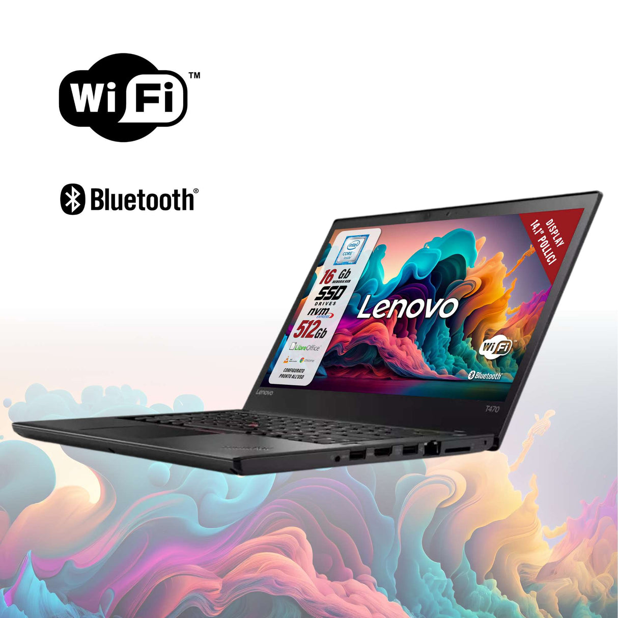 Notebook Pc Portatile Lenovo ThinkPad T470 i5-6200U 14" Ram 16GB SSD 512GB Win 11 Pro