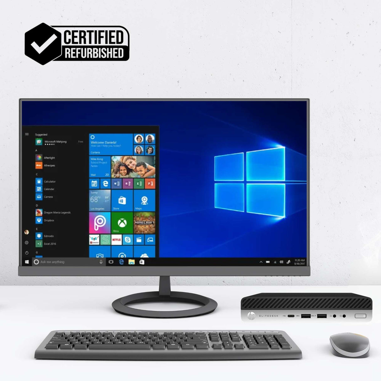 Pc Computer Desktop Mini HP Elitedesk 800 G3 i7-6700T Ram 16GB SSD 512GB Win 11 Libre